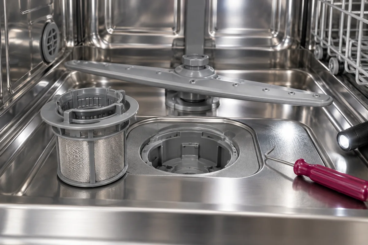 Illustration of a professional dishwasher diagnostic